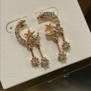 Moon and Star Drop Earrings